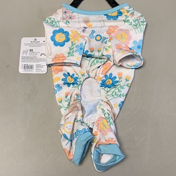 Youly XS Good Vibes Floral Print Pet Dog Pajamas 11-13 In Soft Cotton Blend - Picture 3 of 4